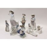 Six Lladro porcelain figures,