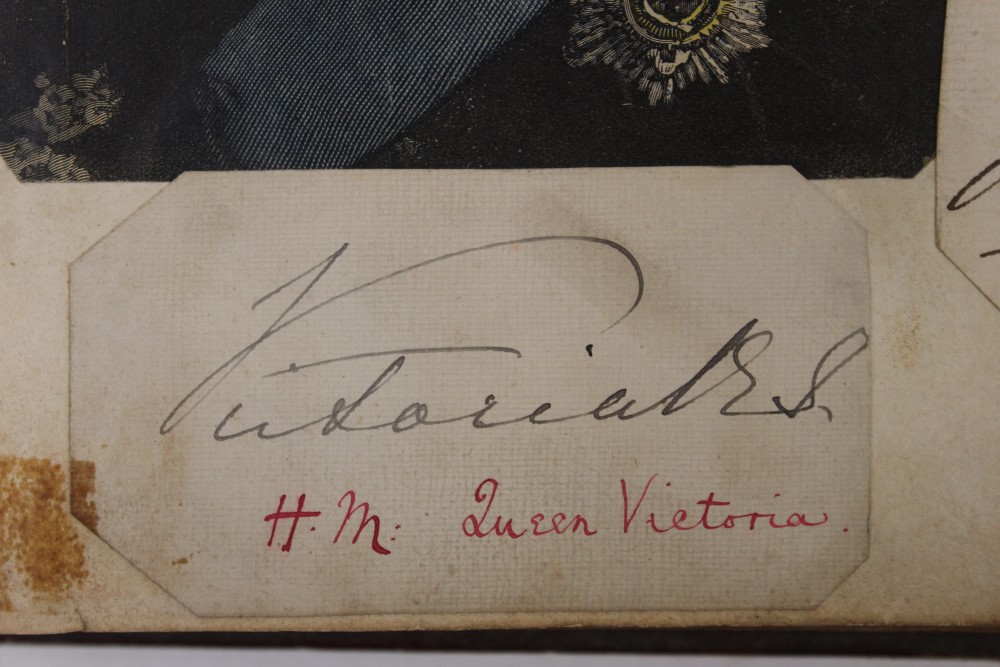 19th century autographs in album - mainly chipped pieces signed Royalty, Dukes, Duchesses, - Image 7 of 8
