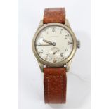 Second World War British Military wristwatch by Leonidas with silvered dial and luminous markers