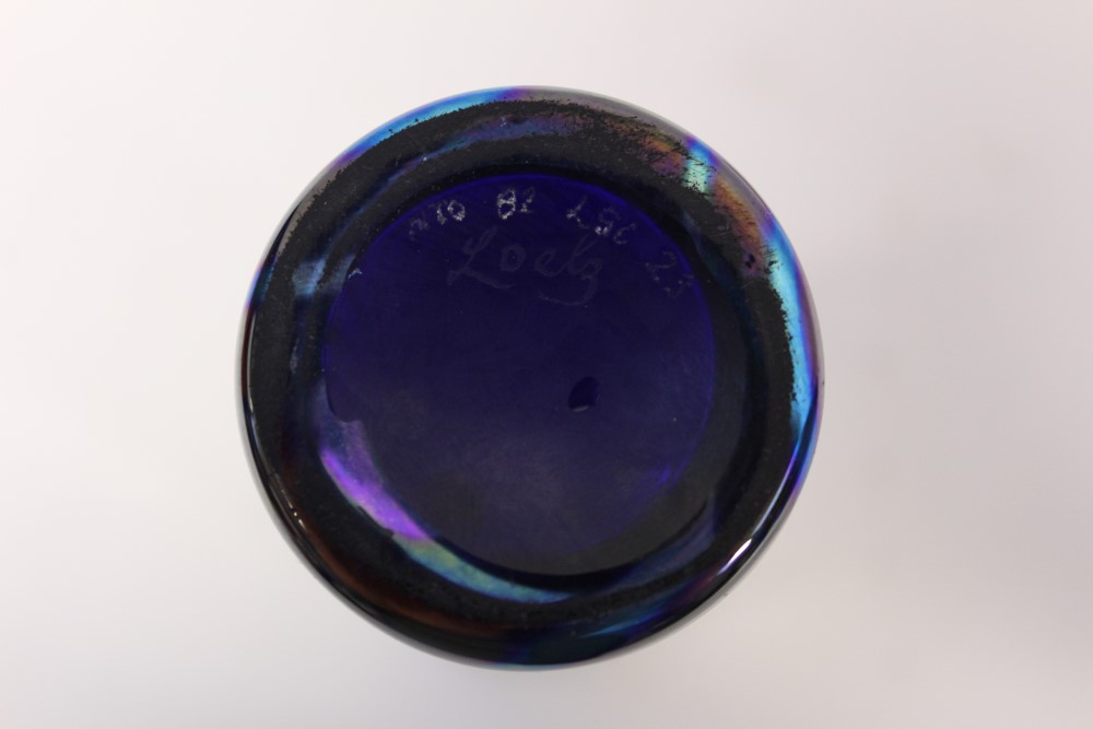 Loetz iridescent blue glass cylindrical vase, - Image 2 of 3
