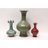Group of Oriental ceramics - to include large green glazed vase with seal mark to base,