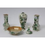 Four 1930's Shelley Indian Peony lustre vases and a similar octagonal bowl (5)