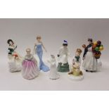 Seven Royal Doulton figures - Wee Willie Winkie HN3031, Little Jack Horner HN3034,