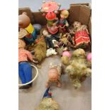 Selection of tinplate and other clockwork mechanical toys - including hoola-hoop girl,