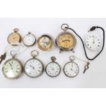 Victorian silver fob watch, together with small group of silver and other fob watches, Voltmeter,