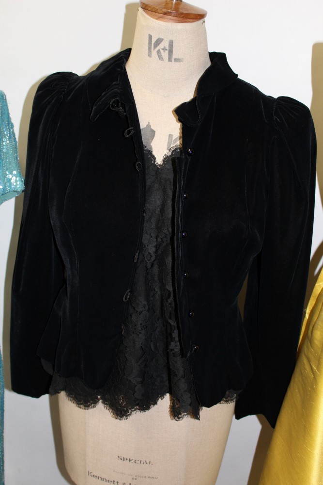 Vintage Bellville Sassoon velvet jacket, floral shift dress and skirt, - Image 2 of 4