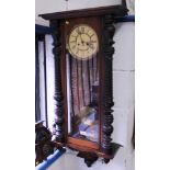 Late 19th / early 20th century Vienna regulator-style wall clock with eight day spring-driven