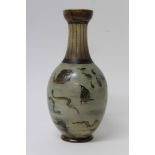 Victorian Martin Brothers stoneware Aquatic vase, dated 1887, with incised decoration of lobster,