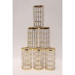 Set of six good quality gilded lattice glasses by Imperial Glassworks - monogram to base