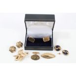 Two pairs of gold earrings, pair gold (9ct) cufflinks,