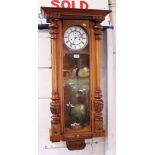 Late 19th / early 20th century Vienna regulator-style wall clock with eight day movement striking