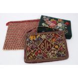 1920s handbag - attractive petit point tapestry panels in colourful floral design,