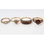 Four gold (9ct) gem set dress rings CONDITION REPORT Total gross weight