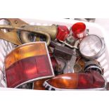 Group of classic car parts - to include MGB car lights,