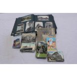 Postcards in album including early undivided back European cards, vignettes etc, rural life,