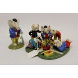 Two Royal Doulton Rupert The Bear figures - Rupert's Toy Railway RB1 and Edward Trunk Pretending to