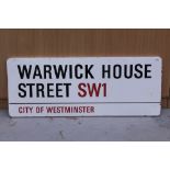 London street / road sign - Warwick House Street SW1, City of Westminster,