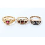 Late Victorian gold (18ct) ruby and diamond cluster ring (hallmarked Birmingham 1894),