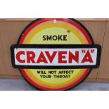 Large circular enamel advertising sign - Craven "A",