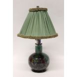 Good quality 1930s art glass table lamp with chrome mounts