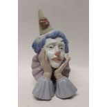 Lladro porcelain bust - Jester with head in his hands,