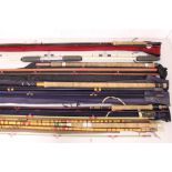 Selection of fishing rods - to include Bruce & Walker Hexagraph Reservoir, Hardys De-Lux rod,