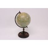 Bacon's Excelsior 8 inch globe on a turned wooden base