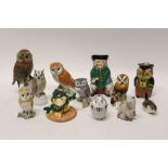 Nine various owl ornaments - including Beswick limited edition The Herbs Sage the Owl, two Karl Ens,