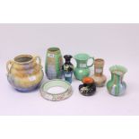 Collection of five various Shelley vases, Shelley posy ring,