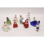 Nine Royal Doulton figures - Pride And Joy HN4102, Special Friend HN3607, Hannah HN3649,