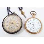 19th century gentlemen's Swiss pocket watch in white metal case and a Rockford gold plated pocket