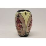 Modern Moorcroft vase of ovoid form, in the Foxglove pattern, painted and impressed marks,