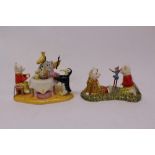 Royal Doulton Rupert figures - Rupert and the King RB21, The Imp of Spring RB15,