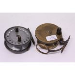 Two vintage fishing reels - one a Hardy of Alnwick 4 inch Decantelle casting reel with double