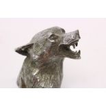 Vintage chrome car mascot in the form of a fox head, stamped copyright A.E.L.