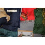 Vintage accessories - including a selection of silk and silk brocade scarves,