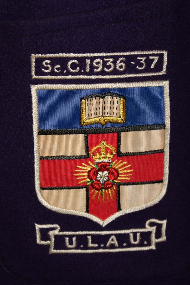 1936 - 1937 University of London Athletics blazer - purple wool with badge, maker Jack Hobbs Ltd. - Image 2 of 5