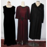 Group of ladies' vintage clothing - including black silk and chiffon evening dress with frill
