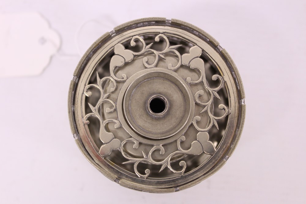 Chinese white metal spirit lamp of cylindrical form, - Image 3 of 5