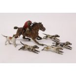 Cold-painted figure of a huntsman on horse,