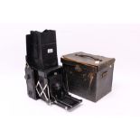 Large folding reflex camera by Ernemann, with transitional Zeiss Ikon label circa 1920s,