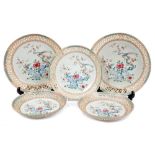 Fine quality part set of five 18th century Chinese export reticulated dishes, circa 1735,