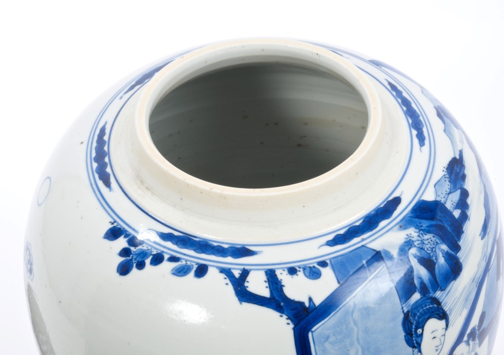 Late 17th century Chinese Kangxi blue and white baluster ginger jar painted with continuous figural - Image 2 of 19