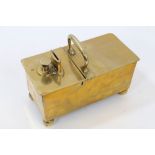 Good Victorian brass 'honour' tobacco box of rectangular form,