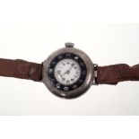 First World War period Rolex silver cased 'trench' wristwatch with Rolex fifteen jewel movement,