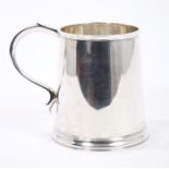 Fine quality 1930s silver mug of tapering form,