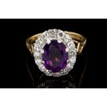 Amethyst and diamond cluster ring,