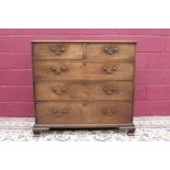 George III mahogany chest of drawers, having two short over three long graduated drawers,