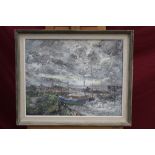 Harold Warner (1914 - 2010), oil on canvas - Wind and Rain Rowhedge, signed, titled verso, framed,