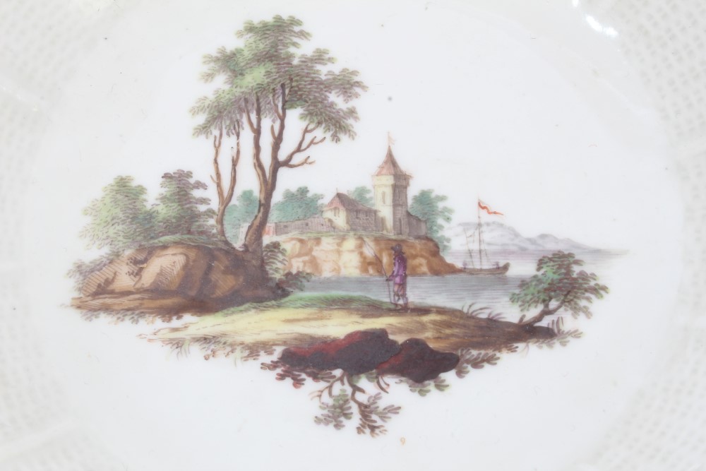 18th century Hochst saucer and 18th century Ludwigsburg saucer - each painted with buildings and - Image 2 of 6